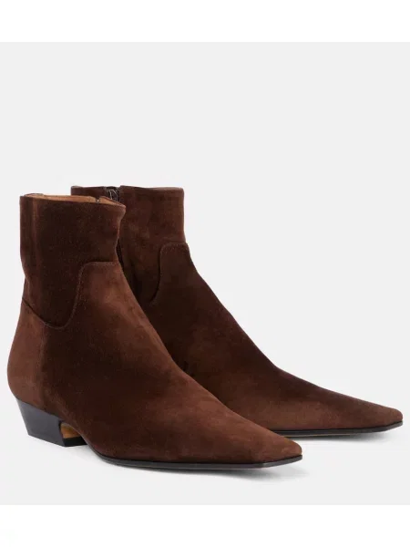 Botine chelsea Khaite din piele de căprioară maro