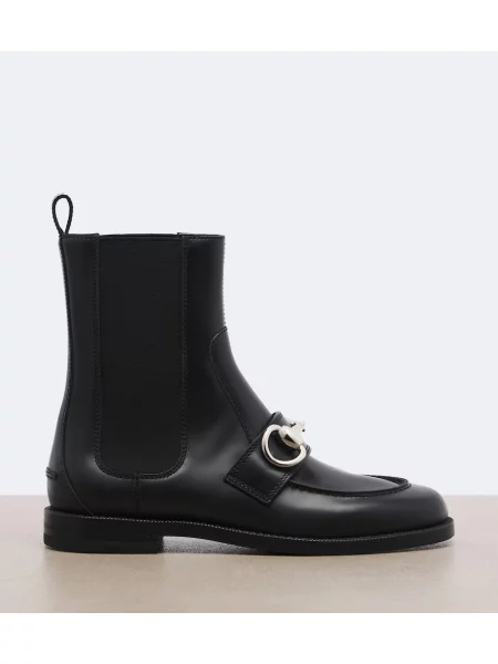 Кожени боти тип челси Gucci черно