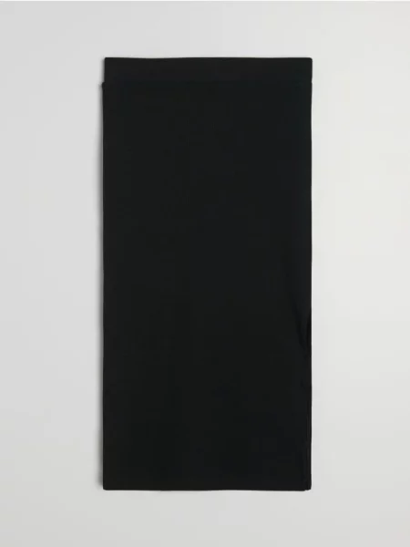 Рельєфна спідниця міді з розрізом чорний