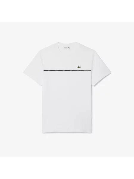 Lacoste T-Shirt Z Okrągłym Dekoltem Z Nadrukiem Regular Fit biały