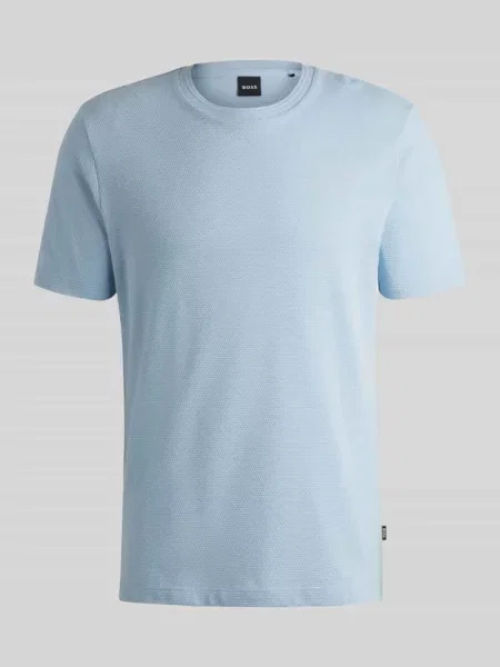 T-shirt o kroju regular fit z mieszanki bawełny Boss błękitna