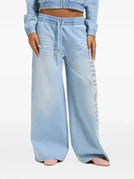 Pantaloni Juicy Couture alergare cu autograf albastru