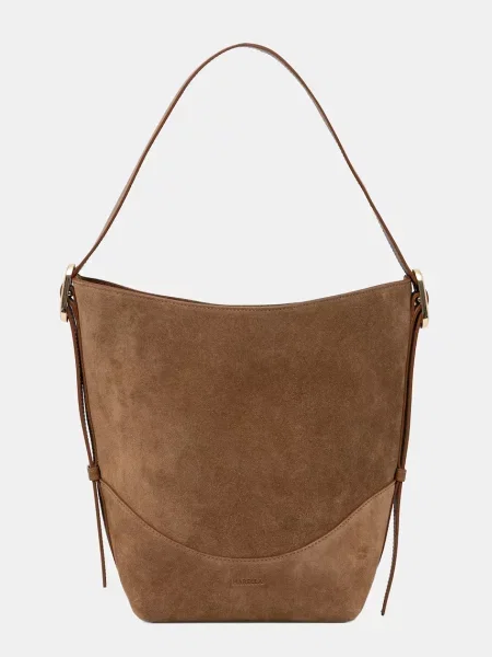 Marella geantă de mână din piele întoarsă MLAZEBRA maro