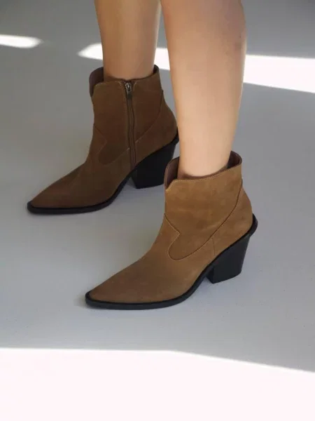 Замшевые ботильоны 105.store бежевые