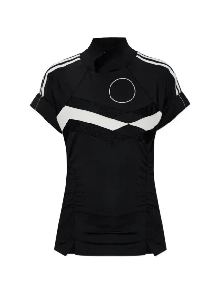 Top Adidas cu dungi cu broderie roșu