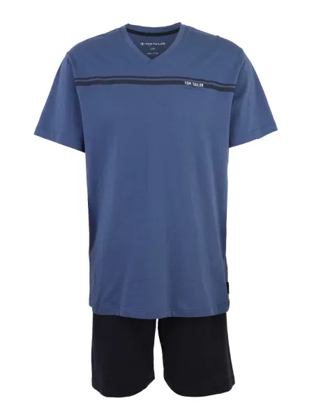 TOM TAILOR Pijama scurtă albastru noapte / safir alb