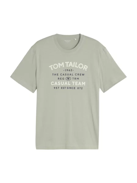 TOM TAILOR Tricou bleumarin / verde mentă alb