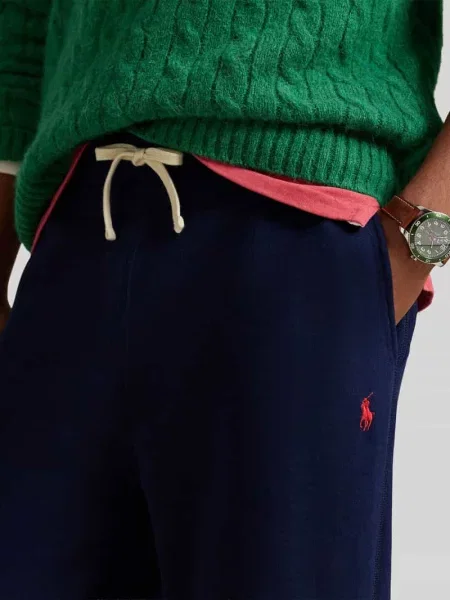 Dzianinowe spodnie dresowe Ralph Lauren niebieskie