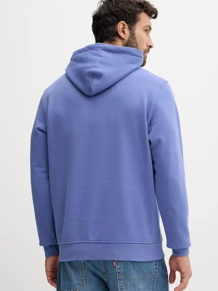 Tommy Jeans pulover s kapuco z bombažem modra