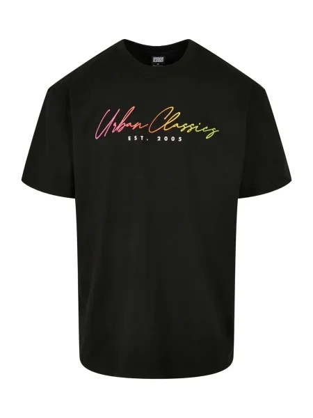 Urban Classics Tricou negru verde neon / fucsia / galben neon alb