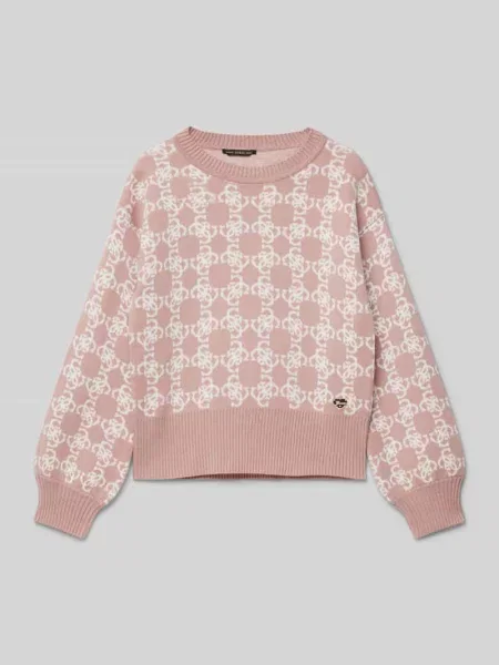 Sweter z dzianiny z prążkowanymi wykończeniami Guess