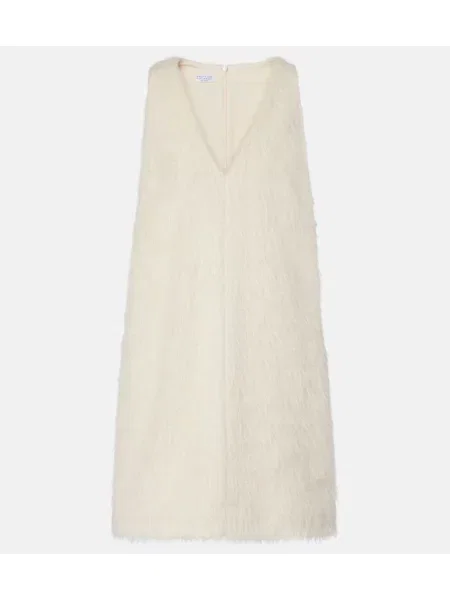 Sukienka Brunello Cucinelli wełniana biała