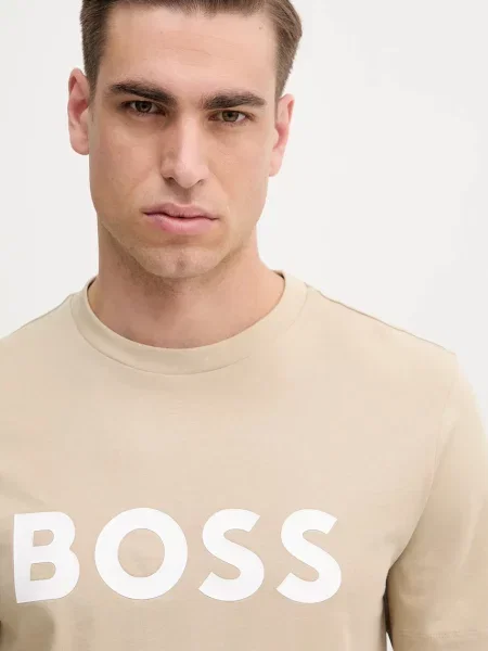 Футболка BOSS з принтом бежевий
