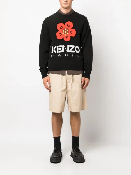 Vilnonis gėlėtas megztinis Kenzo juoda