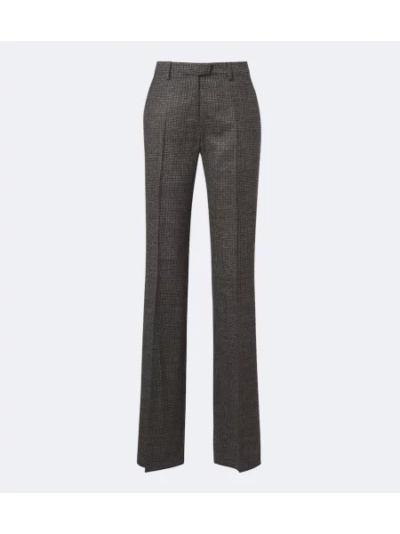 Pantaloni Etro de lână în carouri gri