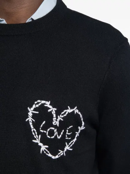 Pulover Zadig&voltaire cu broderie de lână cu motiv cu inimi negru