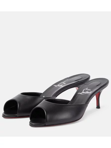 Papuci tip mules Christian Louboutin din piele negru
