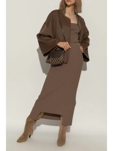 Briaunotas midi sijonas By Malene Birger iki kelių ruda