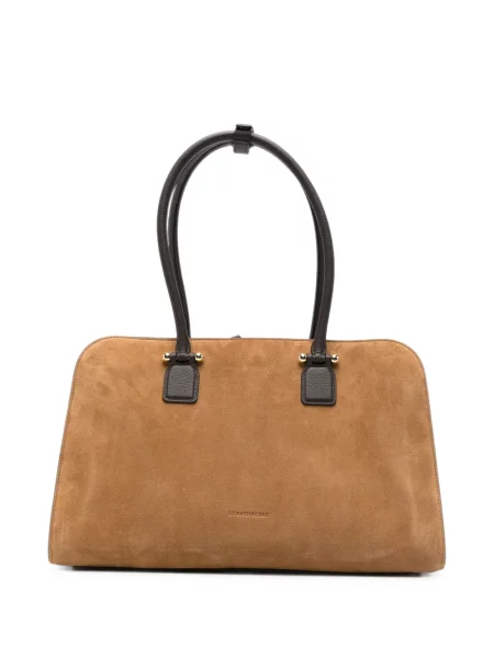 Geantă shopper Strathberry din piele de căprioară maro