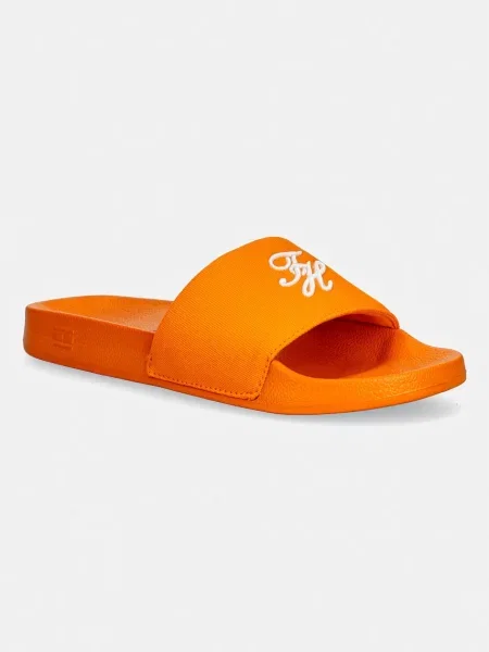 Tommy Hilfiger natikači TH SCRIPT POOL SLIDE oranžna