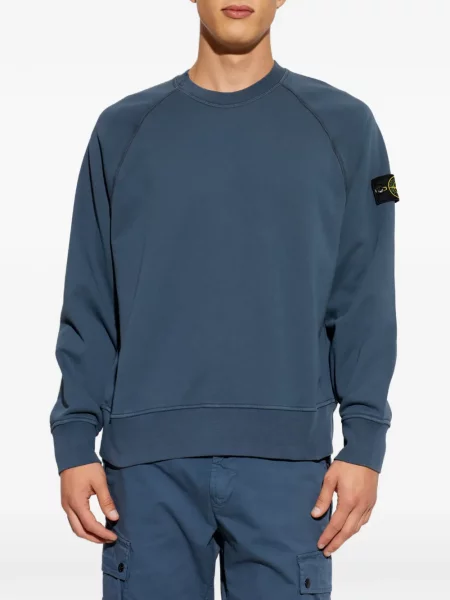 Pulover Stone Island cu strasuri cu mânecă raglan albastru