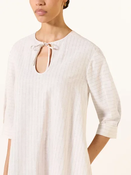 Mm By Max Mara Šaty Memo S Lnem A Rukávy režná hnědá