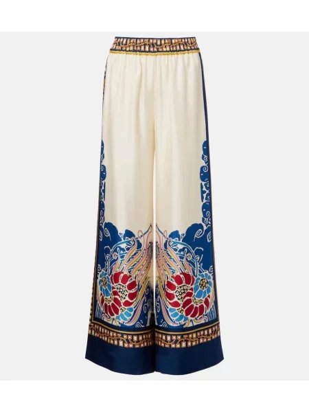 Pantaloni La Doublej de mătase cu imagine alb