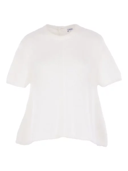 Pulover Loewe cu broderie scurt alb