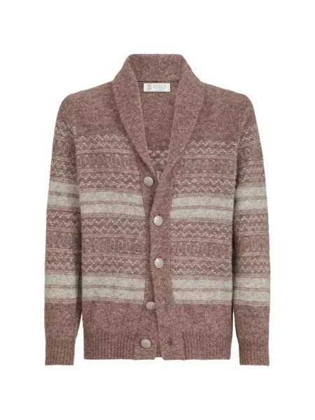 Cardigan Brunello Cucinelli de lână maro