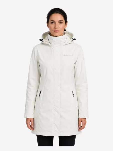 Deproc Zimní bunda Outdoorparka LAVAL LONG Damen Outdoorjacke Regenjacke' bílá