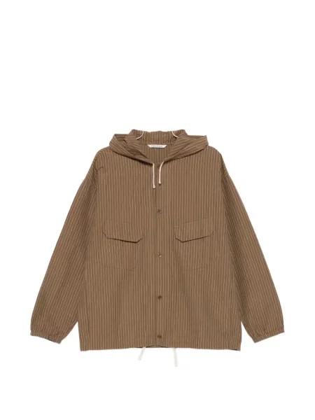 Jachetă cămașă A Kind Of Guise cu dungi cu glugă maro