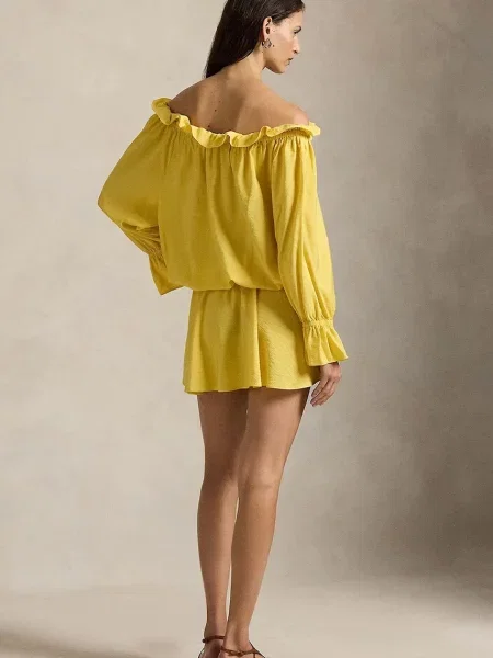 Polo Ralph Lauren sukienka mini rozkloszowana żółty