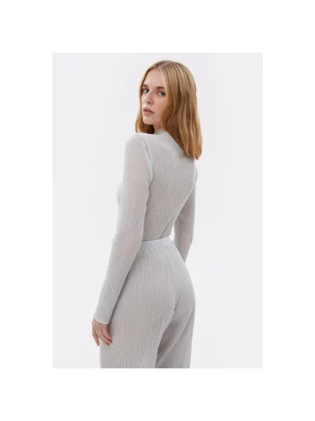 Лонгслів з трикотажу плісе Estro x MustHave срібний