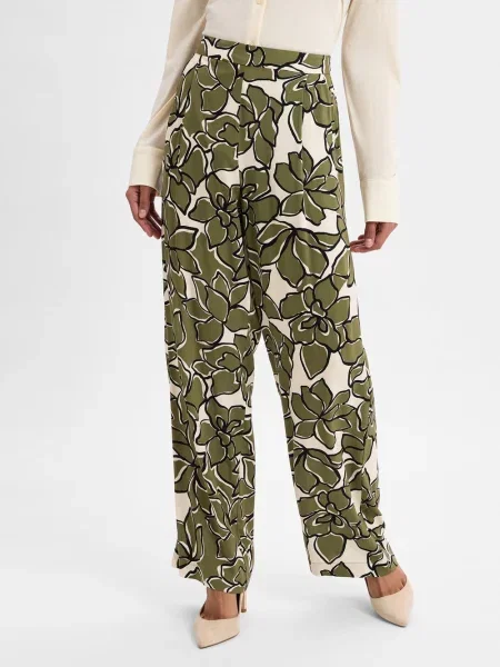 Vila spodnie letnie VIMara Dura Kobiety wzorzysty 34 zielony