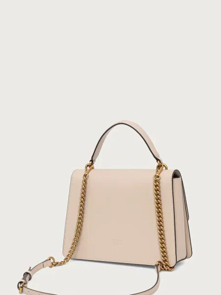 Pinko чанта crossbody дамска от кожа бежово