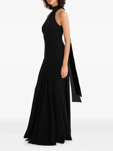 Rochie maxi Moos Studio cu gât halter de costum negru