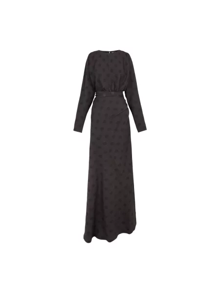 Długa sukienka maxi Cortana w grochy z dżerseju czarna