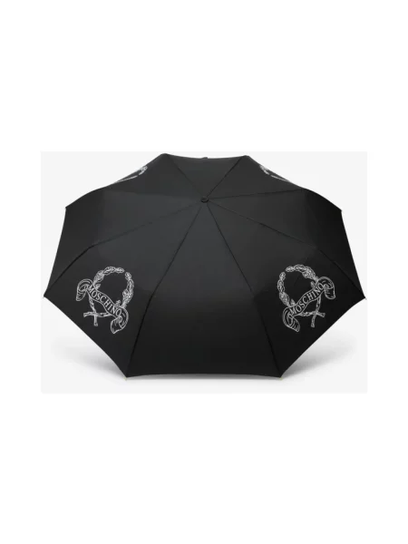 Parasol Moschino z logo czarny