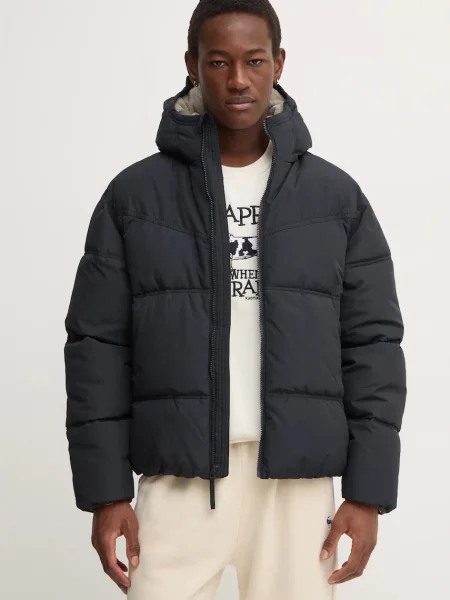 Яке Hollister Co. зимен модел с уголемена кройка черно