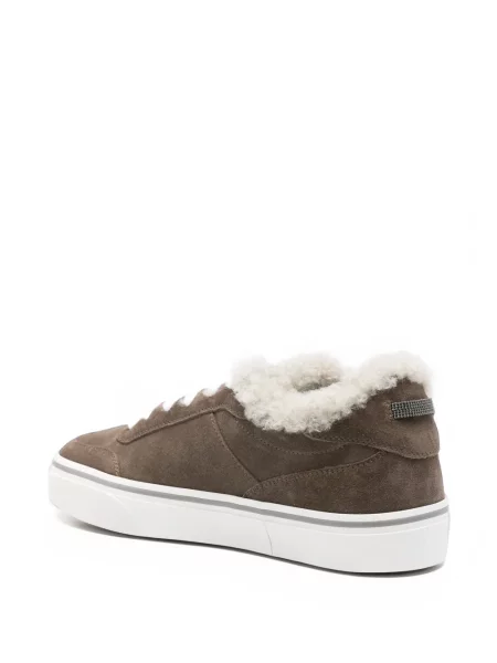 Sneakerși Brunello Cucinelli din piele de căprioară maro