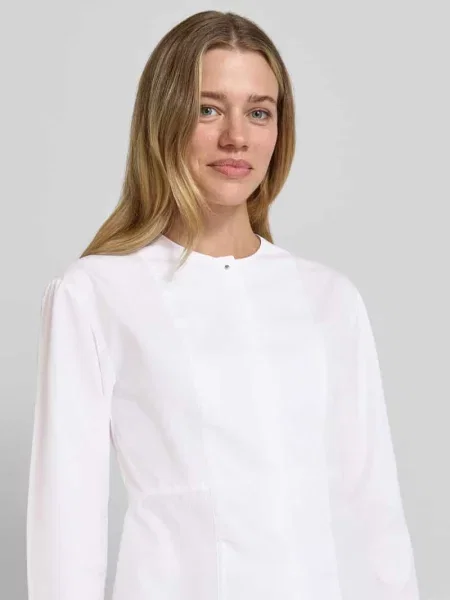 Bluzka z długim rękawem o kroju slim fit z czystej bawełny model BEPLUM' Boss biała