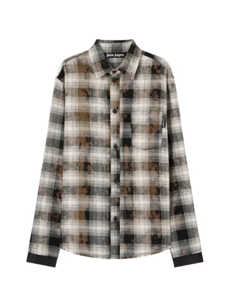 Kostkované kostkovaná košile Palm Angels hnědé