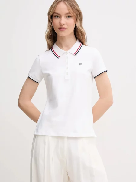 Тениска с яка Tommy Hilfiger бяло
