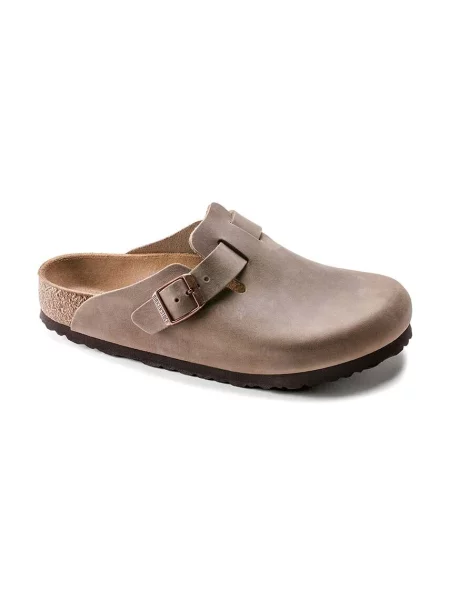 Birkenstock papuci din piele Boston SFB bărbați maro