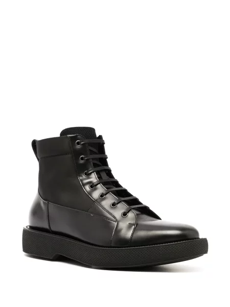 Cizme scurte Ferragamo cu șireturi din dantelă negru