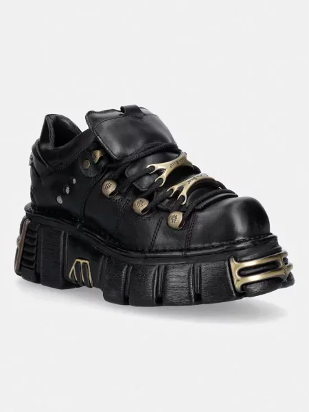 New Rock CRUST NEGRO TOWER NEGRO ORO VIEJO încălțăminte pentru femei din piele negru