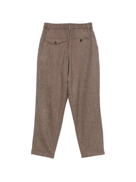Pantaloni Universal Works cu model herringbone maro