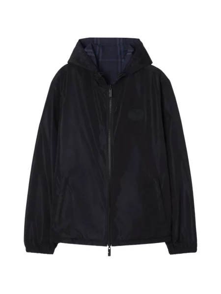 Geacă Burberry în carouri cu glugă albastru