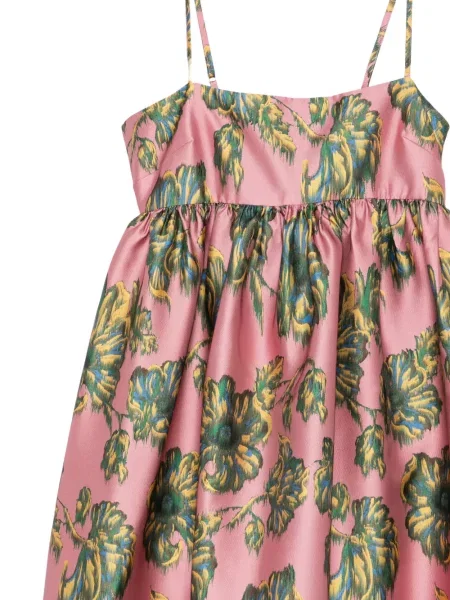 Rochie midi Alemais cu funde cu model floral roz
