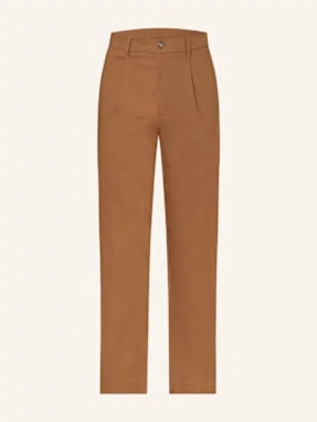 Calvin Klein Chino Kalhoty Relaxed Tapered Fit Se Lnem tmavě oranžová